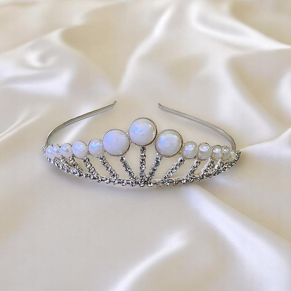 Vintage Pearl Tiara | Silver Headband | Bridal | Wedding | Princess Crown | Fall